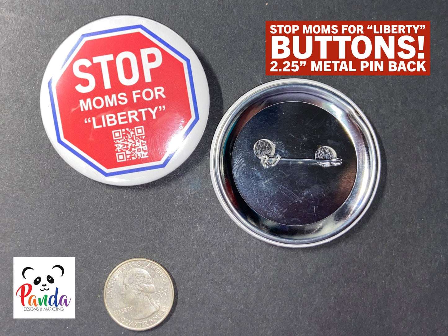 Pinback Button STOP Moms for "Liberty"