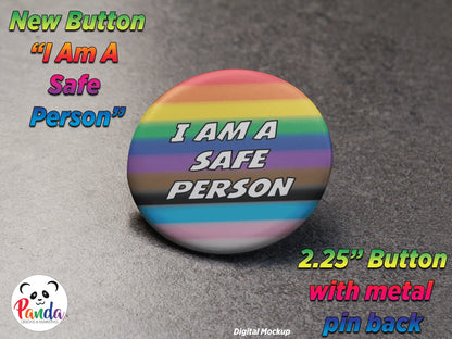 I Am A Safe Person with Progressive Pride Flag Pinback Button