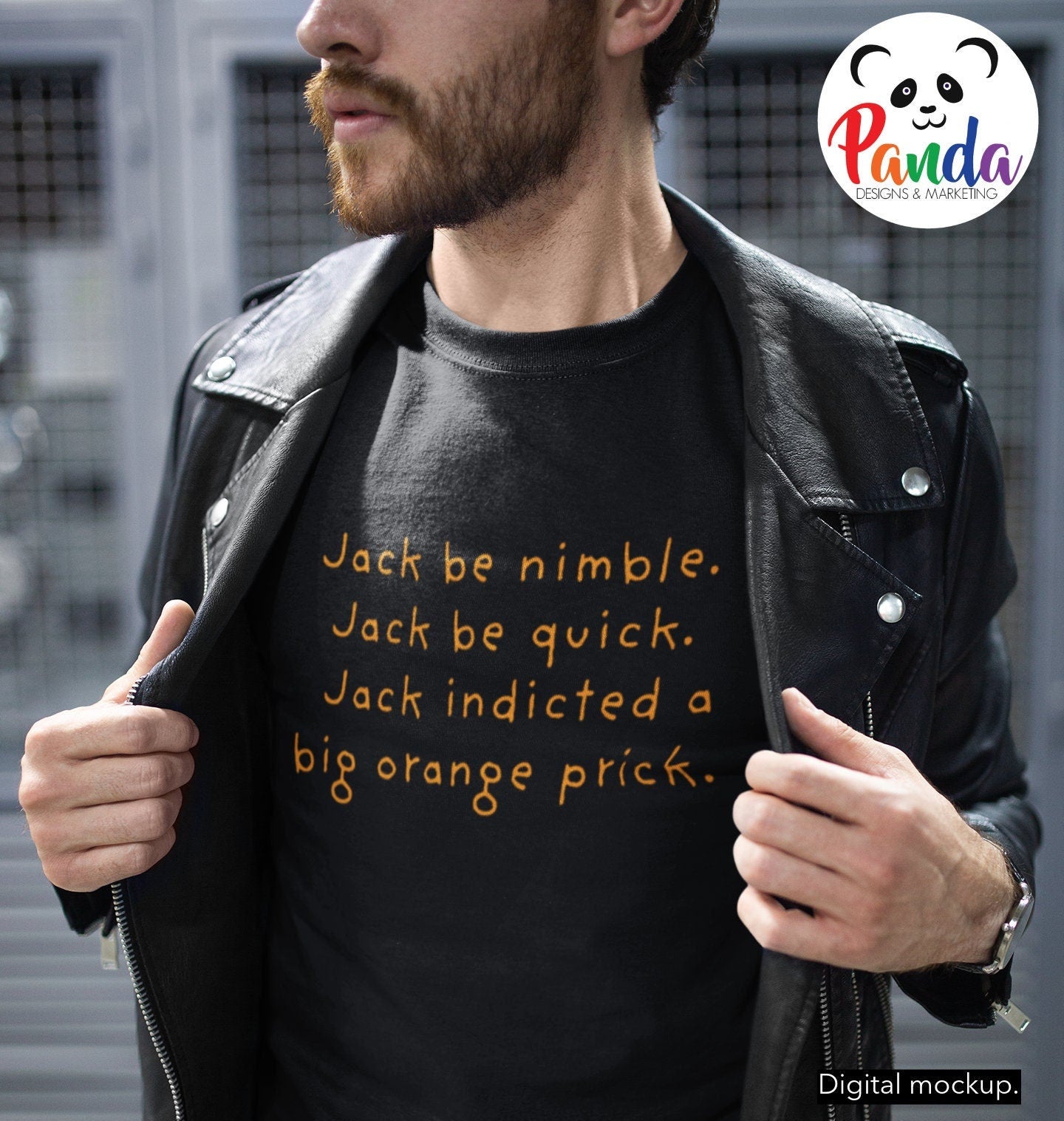 Jack be nimble, Jack be quick, Jack indicted a big orange… T-shirt (Unisex crew or ladies v-neck)