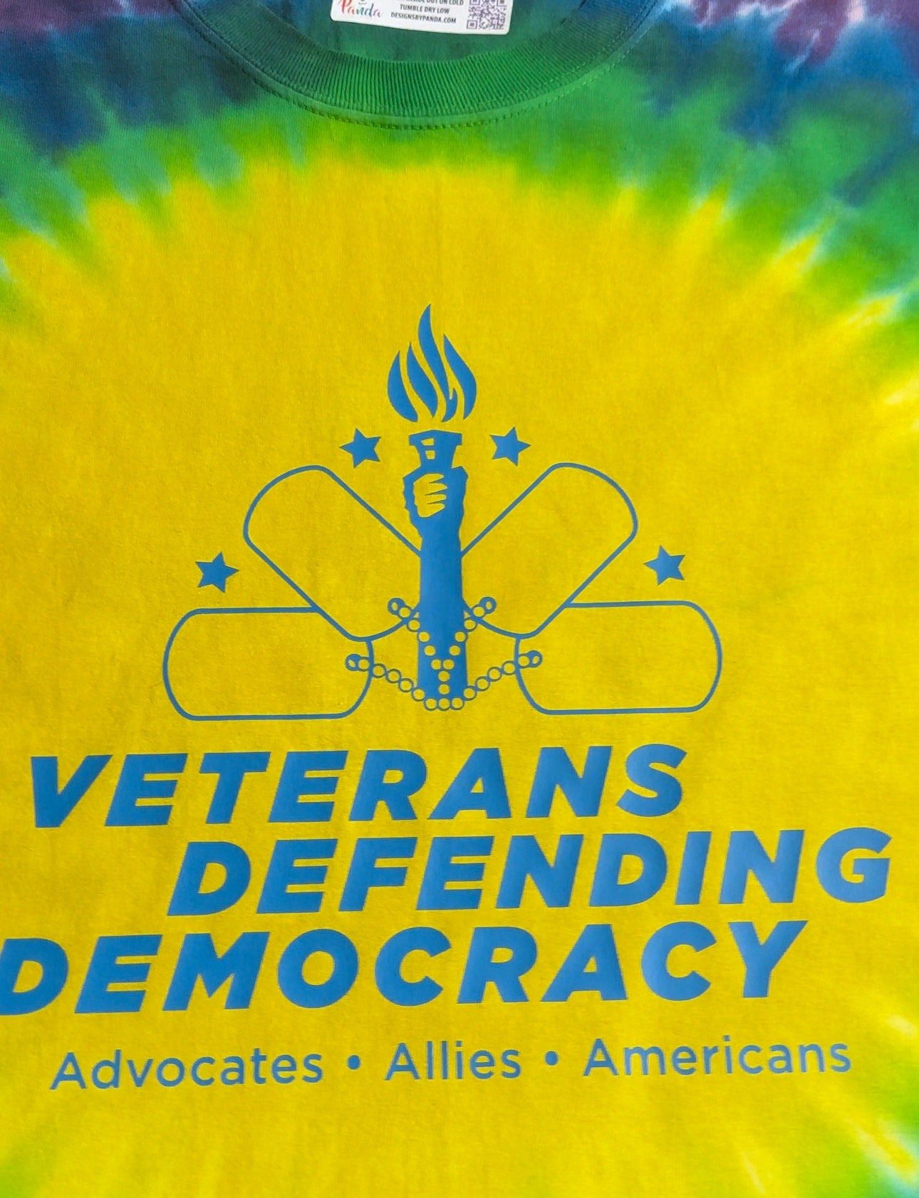 Proudly Defending Democracy Rainbow Tie Die Defense of Democracy T-shirt