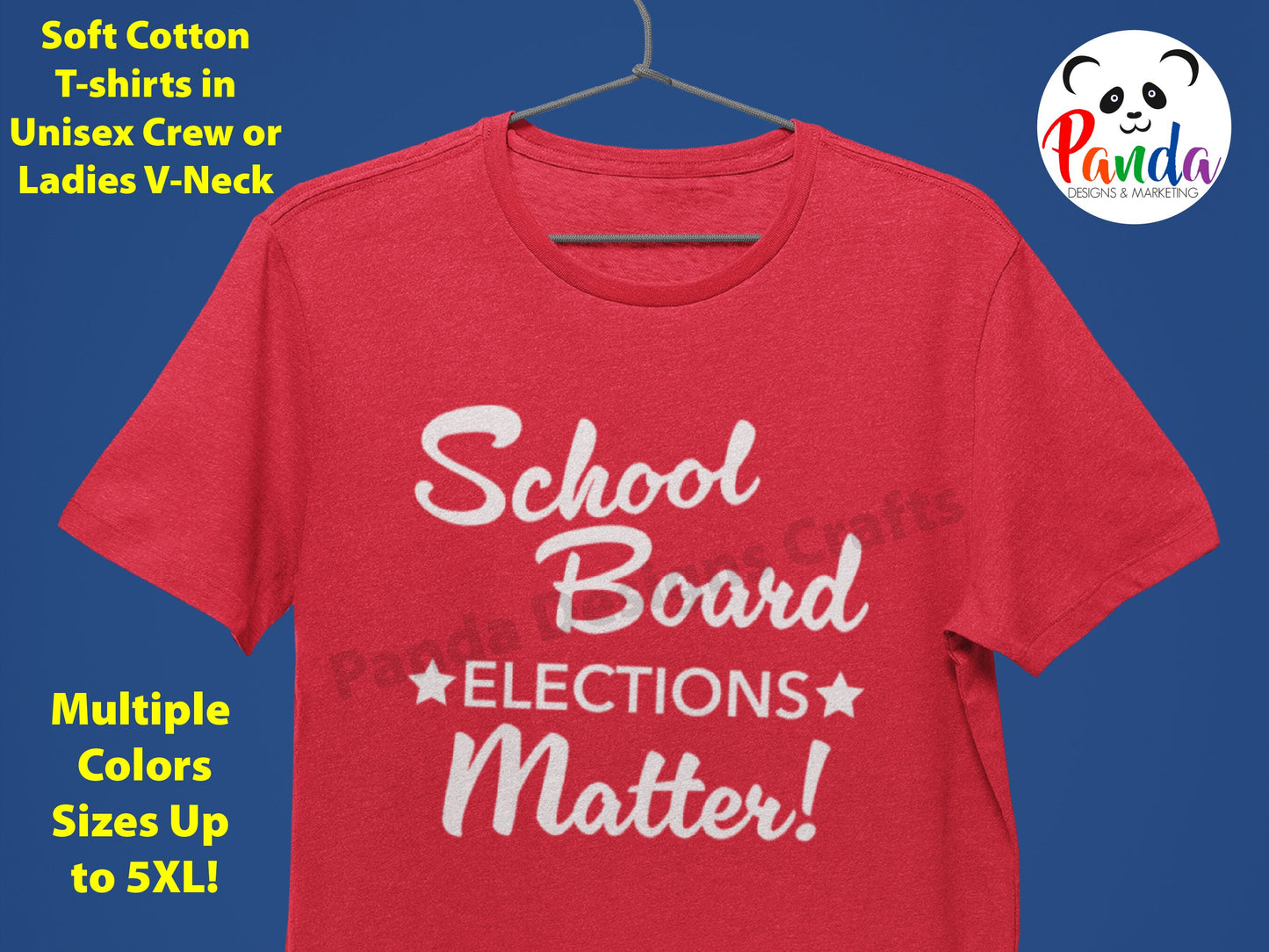 School Board Elections Matter Soft Cotton T-shirt. Plain text version. Public Education Advocacy shirt. Unisex Crew or Ladies V-neck.